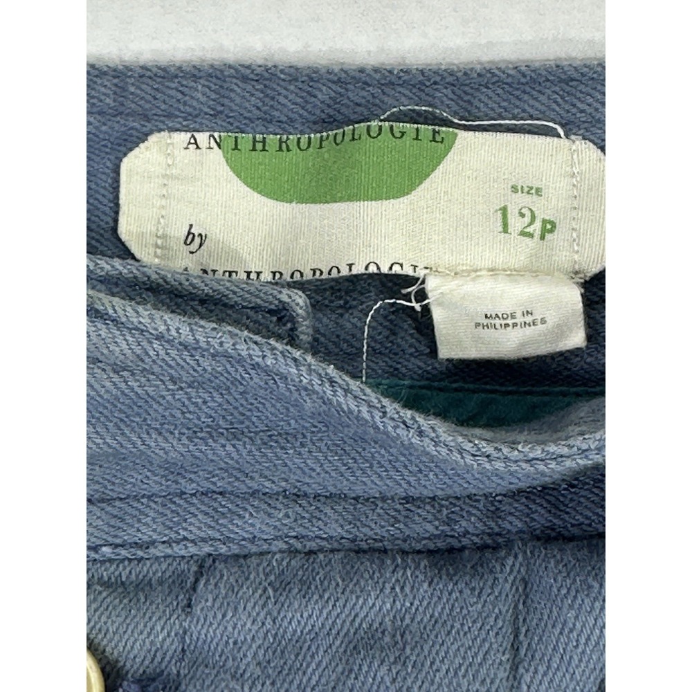 Anthropologie Blue Pants Women's 12P High Rise Button Fly Belted - Picture 2 of 5